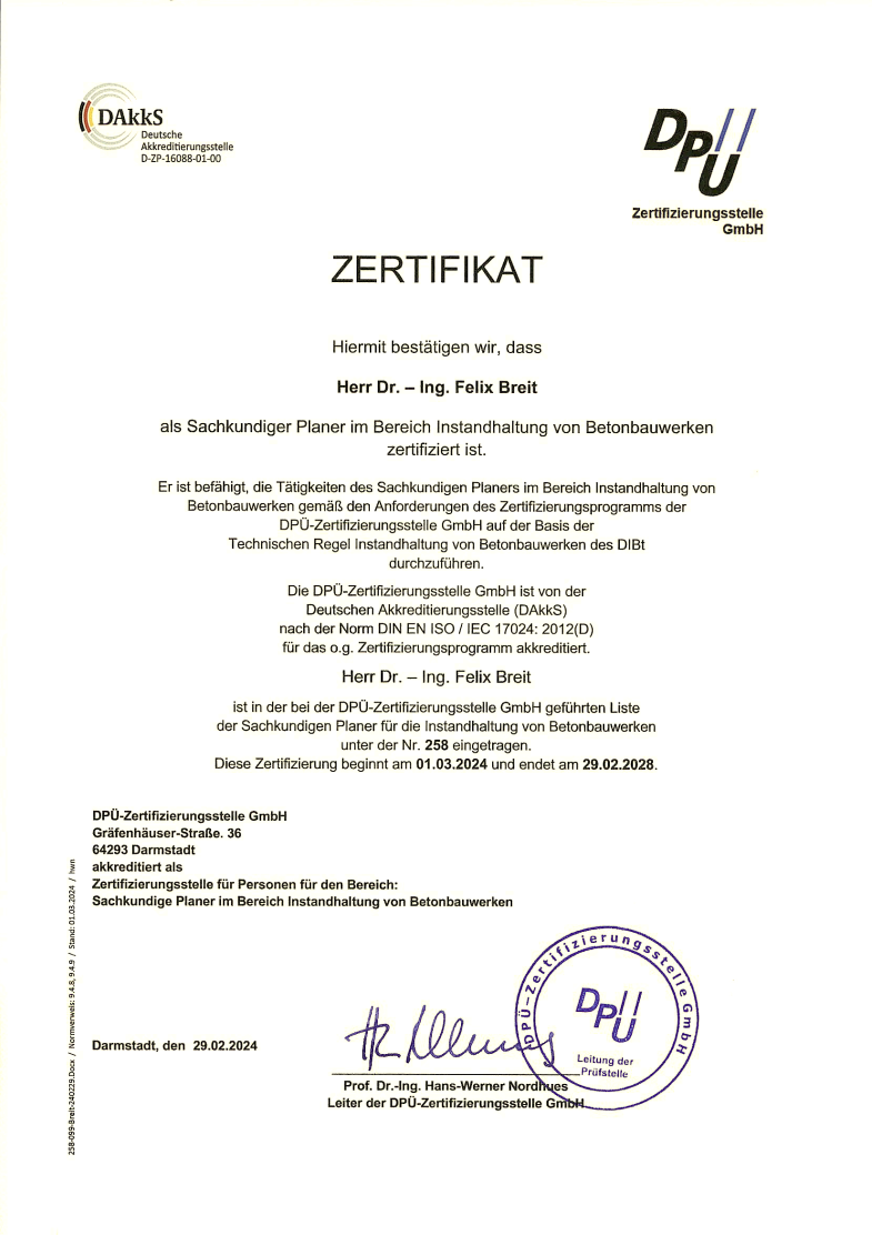 Dr. Breit offiziell zertifiziert